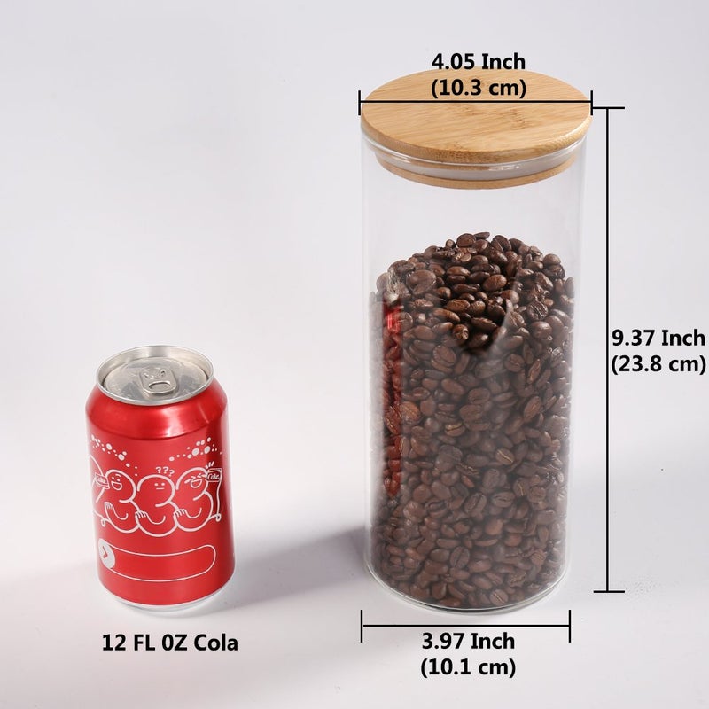 77L Glass Coffee Bean Container, 52.36 FL OZ (1550 ML), [Thickened Version] 77L Glass Food Storage Jar with Airtight Seal Bamboo Lid - Clear Food Storage Canister for Serving Tea, Coffee, Spice and More - Image 5